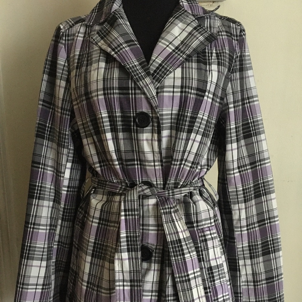 Short plaid pea coat